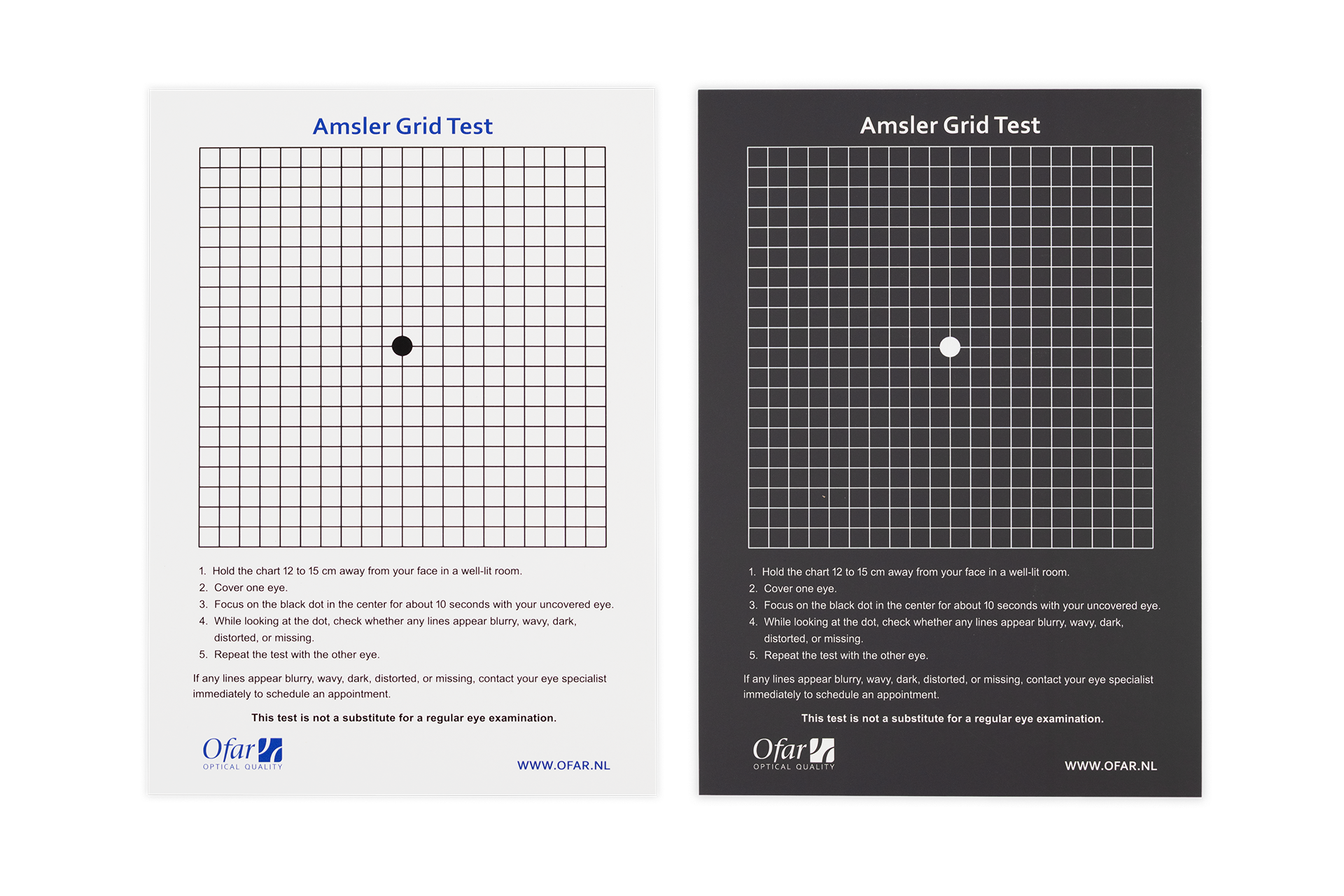 Amsler grid test wit & zwart [2 stuks]