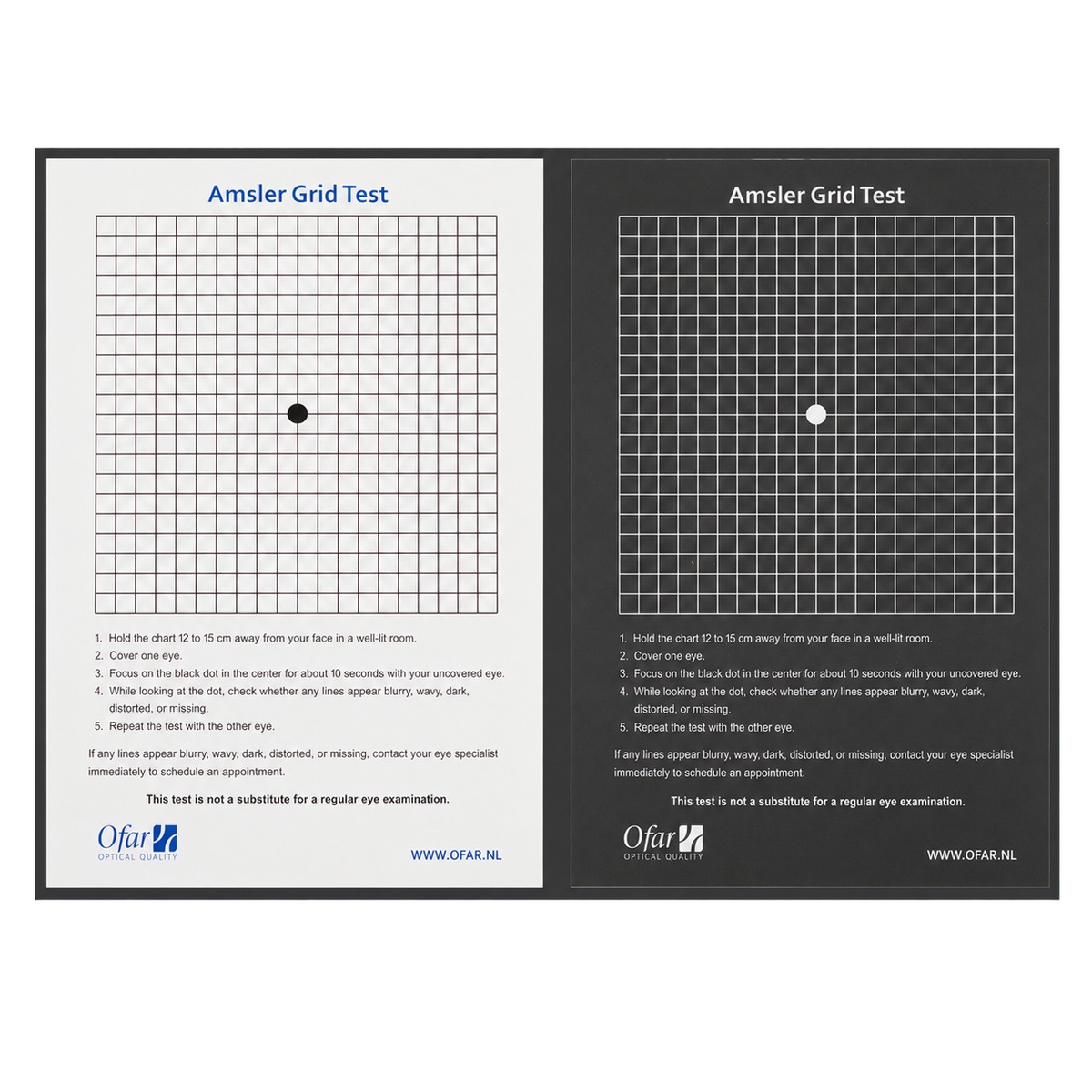 Amsler grid test wit & zwart [2 stuks]